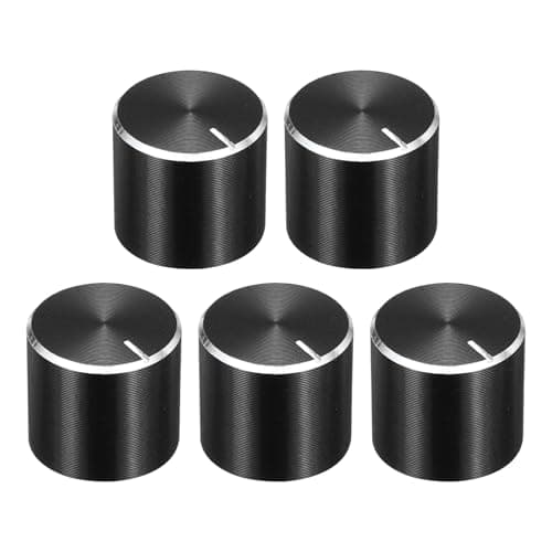 Image of uxcell 5pcs Potentiometer Knob Knurled Shaft Black Aluminum 6mm Shaft Dia. Rotary Knob 15mmx13mm Guitar Volume Control Knob