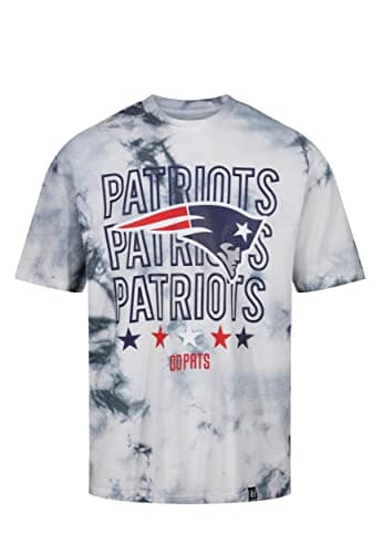 Image of Recovered New England Patriots NFL Tie-Dye Relaxed Oversized Navy White T-Shirt
