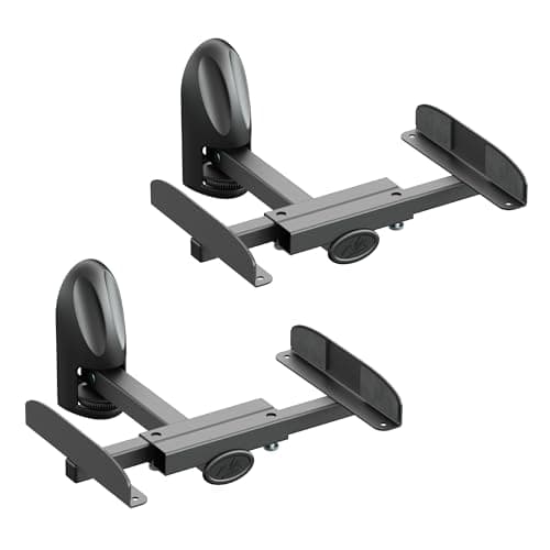 Image of AVF Universal Speaker Wall Mount - Pair Of Side Clamping Speaker Brackets - Tilt & Turn Adjustability - Will Fit Most Speakers Upto Max Weight 20kg - Easy Installation (Black)