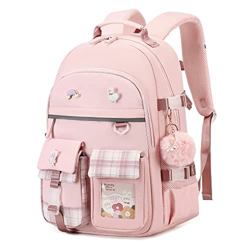 Image of LIGUL Backpack for Girls, 15.6 Inch Laptop School Bag Kids Kindergarten Elementary College Backpacks Large Bookbags for Teen Girls Women Students Casual Travel Daypacks (Pink, Large)