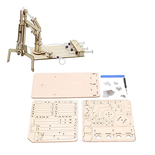 Image of Fafeicy Robot Arm, Robot Arm, Robot Arm Model, Wooden Hydraulic Mechanical Jaws DIY Excavator Starter Kit STEM Science Educational Building Toy, Science Kits