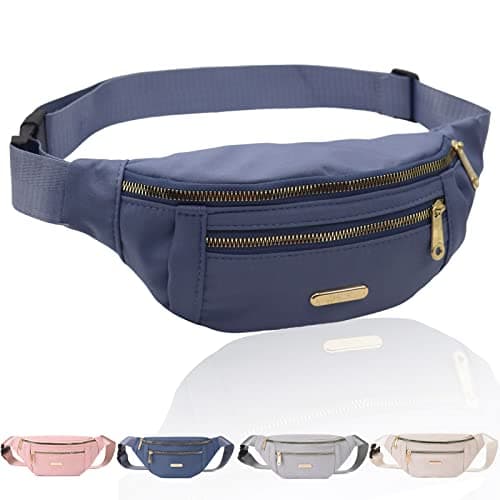 Image of Fanny Pack Fashionable Waist Bag Casual Travel Bum Bag with 3 Zipper Pockets for Women Men Sports Running Hiking Jogging (Blue)