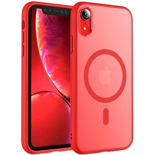 Image of TOCOL Magnetic for iPhone XR Case 6.1-Inch, Fit for MagSafe, [14FT Military Grade Drop Tested], Shockproof Slim Anti-Fingerprint Translucent Matte Back Protective Phone Cover (Red)