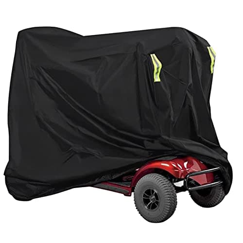 Image of Waterproof Mobility Scooter Cover, Black Waterproof Material Protect Your Wheelchair and Scooter from Rain, Hail Dust, Snow, Sleet and Sun,indoor use
