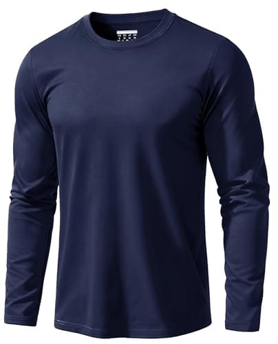 Image of EKLENTSON Long Sleeve T-Shirts Men Cotton Casual T Shirts Crewneck Solid Color Moisture Wicking Soft Work Tops Navy,XL