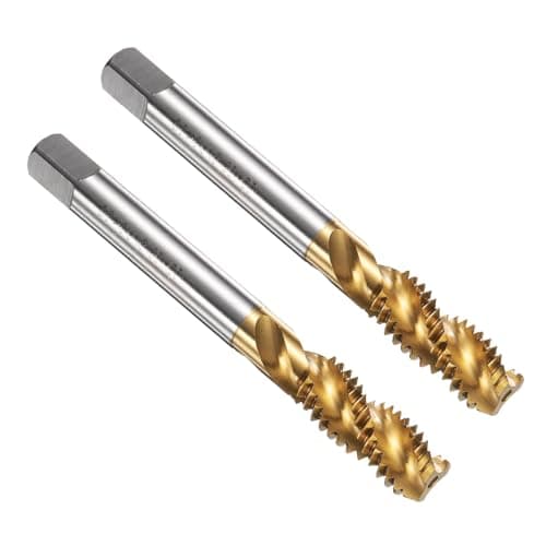 Image of sourcing map 2pcs Spiral Flute Thread Taps 3/8-16 UNC 2B Machine Threading Tap Bit, Titanium Coated Screw Tapping Repair Tool, M2 High-Speed Steel (HSS)