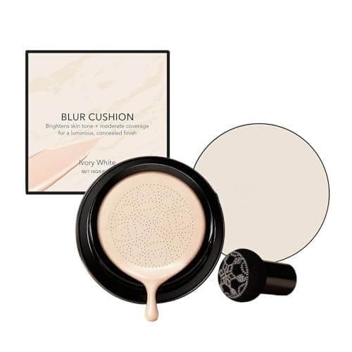 Image of CC Cream Foundation, Mushroom Head Air Cushion CC Cream, Luvie Glow Foundation Full Coverage for Flawless Makeup, Even Skin Tone for All Skin Types (#Ivory White)