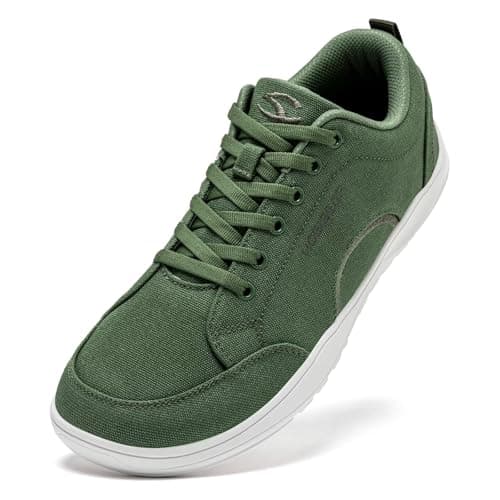Image of HOBIBEAR Barefoot Shoes for Men Women Wide Toe Minimalist Trainers Unisex Canvas Non-Slip Walking Shoes(Green,UK 10.5)