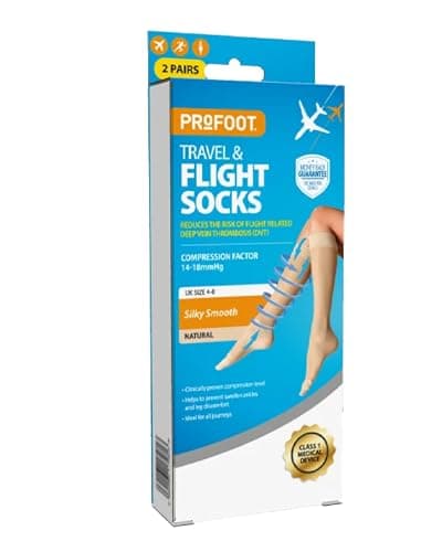 Image of Profoot Flight Compression Socks, Clinically Proven Compression Socks for Travel, Reduces The Risk of Deep Vein Thrombosis (DVT), High Knee Supportive Socks For Flights