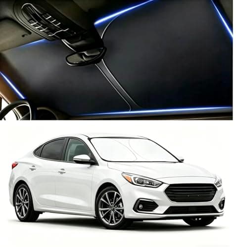 Image of QIZUN Windshield Sun Shade for Civic XI Saloon/Sedan 2022-, Front Screen Blocker Ice Crystal Insulation Extended Wings Titanium Silver Handleless Shield,56 * 30 inch