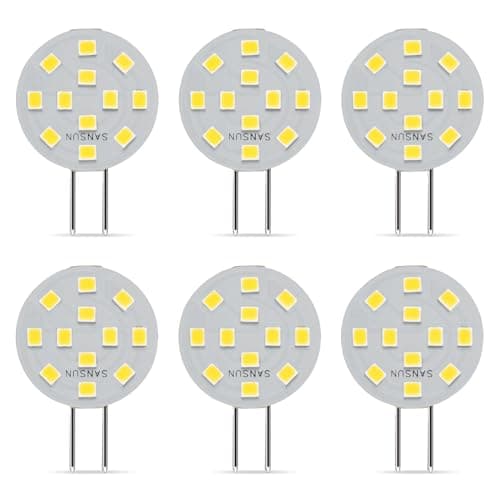 Image of SANSUN G4 LED Bulbs 2W Equivalent to 20W Halogen, G4/GU4/GZ4 Bi-Pin Base, AC/DC12V 4000K 120° Wide Angle, Non-Dimmable (Daylight White, Pack of 6)