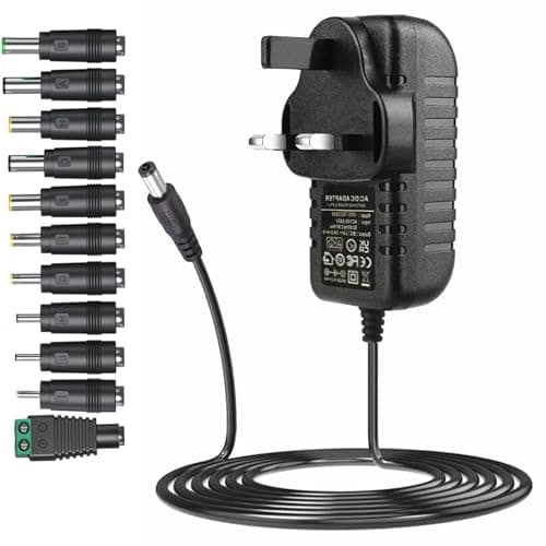 Image of 12V 3A AC adapter power supply with 11 changeable DC plugs AC230v to DC 12Volt 3Amps 2.5A 2A 1.5A 1A 0.5A power adapter cord charger inverter transformer DC12V