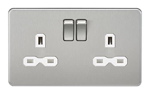 Image of Knightsbridge SFR9000BCW Screwless 13A 2G Dp Switched Socket-Brushed Chrome with White Insert