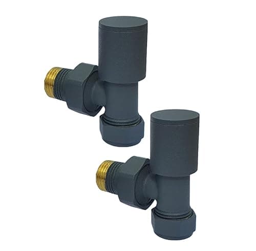 Image of Manissa Anthracite Angled Towel Rail/Radiator valves Valves 1/2" /15mm