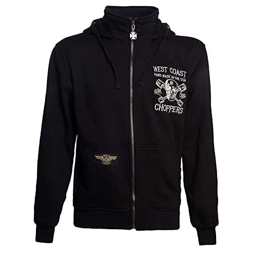Image of West Coast Choppers Men Zip Hoodie High Speed, Size:L, Color:Black
