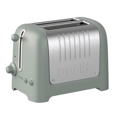 Image of Dualit 2 Slice Lite Toaster, 1.1kW Toasts 60 Slices an Hour, Polished with Sage Trim, Bagel & Defrost Settings, 36 mm Wide Slots, 26216