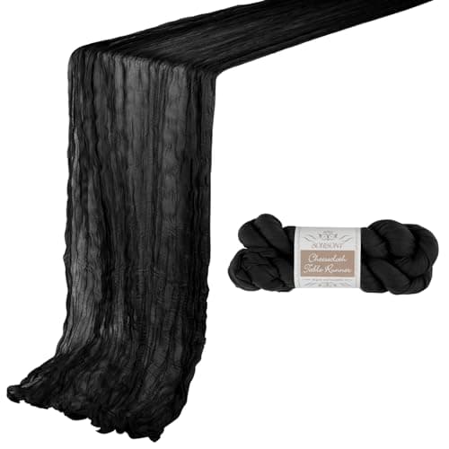Image of BOUBONI 1 Pack 10ft Black Cheesecloth Table Runner 35x120 Inch Boho Gauze Table Runner Cheese Cloth Table Runner for Birthday Party Wedding Decoration Baby Shower Christmas Decor Special Events