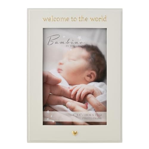 Image of Bambino by Juliana - Vertical Horizontal Picture Photo Frame 4" x 6" 'Welcome to the World'. Gift and Display Frame Celebrating New Born Babies, Christening & Baby Shower.