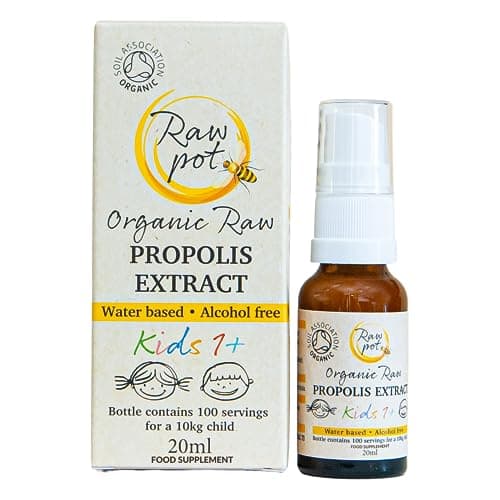 Image of RAW POT - Organic RAW Propolis Spray for Kids 1+ - Alcohol-Free Pure Unpasteurised Natural Bee Propolis Liquid for Sore Throat Relief, Children Immune Support, Immunity Supplement for Kids (20ml)