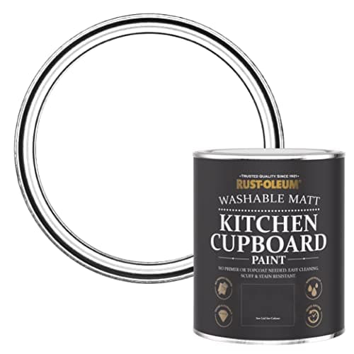Image of Rust-Oleum White Kitchen Cupboard Paint in Matt Finish - Cotton (WHITE) 750ml