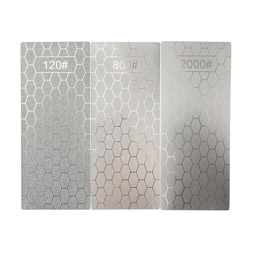 Image of 3 Pcs Diamond Sharpening Plates,120 Grit Extra Coarse 800 Grit Medium and 2000 Grit Extra Fine Diamond Knife Sharpeners for Kitchen Scissors Knives Outdoor Tools