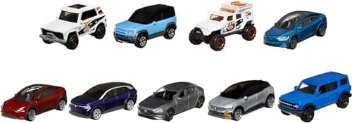Image of Matchbox Cars, 9-Pack of 1:64 Scale Toy Trucks & Vehicles from The Adventures World Tour Show, 1 Exclusive Vehicle
