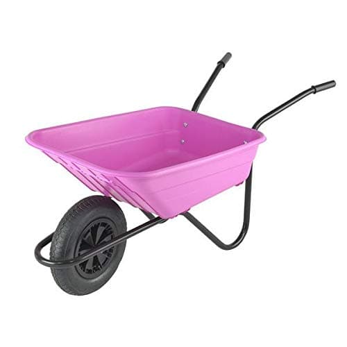 Image of Walsall Wheelbarrows 90Ltr Shire Plastic Green Wheelbarrow Barrow in a Box, Pink - Pneumatic Wheel
