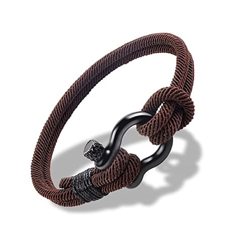 Image of To My Son Nautical Bracelet Stainless Steel Screw Barrel Clasps,Punk Temperament Handmade Bracelet Bangle Wristband Graduation Birthday Gift (brown, son)