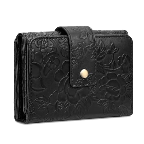 Image of SENDEFN Small Purses for Women RFID Blocking Leather Bifold Flap Ladies Purse Zipper Coin Purse with Card Slots and Cash Section