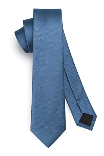 Image of HISDERN Blue Tie Silk Skinny Tie Slim ties For Men Solid NeckTie Classic Formal Tie For Business Wedding(6cm)