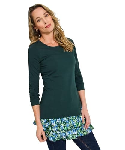 Image of Joe Browns Women's Long Sleeve Autumn Cosy Tunic Top Shirt, Green, 12