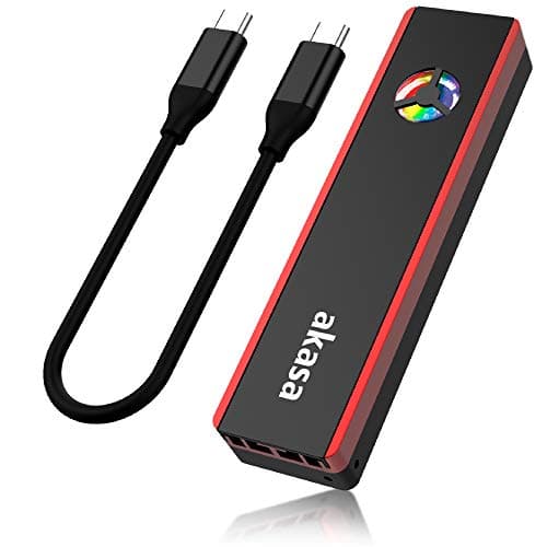 Image of Akasa Vegas SSD Mate | M.2 SATA/NVME SSD to USB 3.2 Gen 2 Aluminium enclosure with RGB Fan | RGB SSD External Enclosure | Tool-Free M.2 Enclosure Adapter | AK-ENU3M2-06 | Included Carrying Pouch