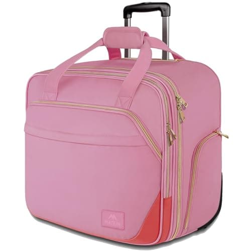 Image of MATEIN Laptop Bag on Wheels for Women, 17 Inch Laptop Case Travel Rolling Briefcase Womens Computer Case Ladies Lightweight Office Bag Carry on Suitcase for Flight, Airplane, Pink