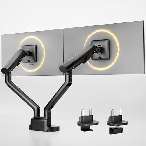 Image of monTEK Dual Monitor Stand up to 35 inches Screen, Monitor Mount for 2 Monitors, Full Motion Adjustable Monitor Arm, VESA Mount with C-Clamp/Grommet Base, Holds 24.25lbs per Arm, MA1010BK-D