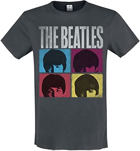 Image of The Beatles Amplified Collection - Hard Days Night Men's T-Shirt Charcoal XXL 100% Cotton Regular, Charcoal, XXL