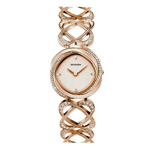 Image of Sekonda Hidden Hearts Ladies 29mm Quartz Watch in Rose with Analogue Display, and Rose Gold Alloy Strap 40509