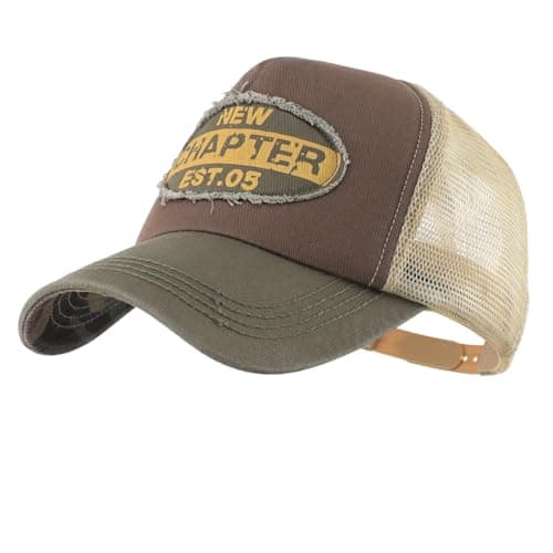 Image of Decentron Mens Vintage Mesh Trucker Hat Outdoor Adjustable Snapback Baseball Cap Sun Protection Cap Army Green(Size: OS(21.5inch-23.6inch))