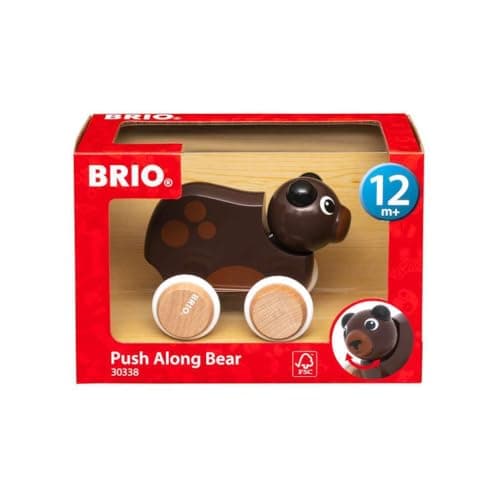 Image of BRIO Push Along Bear Push Along Toddler Toys for Ages 12 Months Up (Kids 1 Year Old)