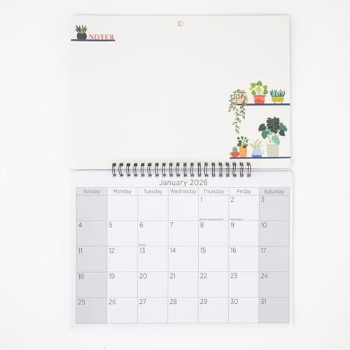 Image of evelay 2026 Memo Board Wall Calendar Month to View Family Organiser Planner with Whiteboard & Write On Wipe Off Pen Included (Plants)