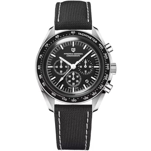 Image of LACZ DENTON Pagani Design 1701 Men's Watches Quartz Men Chronograph Stainless Steel Sports Watches for Mens Waterproof Watches Japan VK63 Movement (Leather Black)