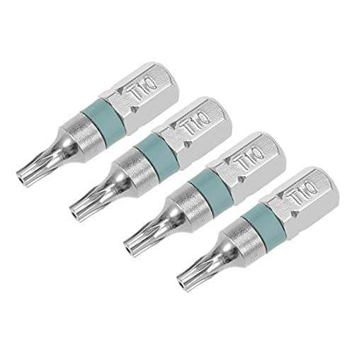 Image of sourcing map 4pcs 25mm Long 1/4" Hex Shank T10 Security Torx High Quantity Screwdriver Bits S2 High Alloy Steel