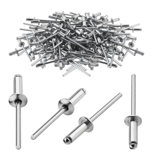 Image of TXXATX 4x8 mm Aluminium Blind Rivets 120 Pieces Silver Dome Head Pop Rivets Open End Rivet for Metal Wood Plastic Furniture Car Marine Verbindung und Befestigung