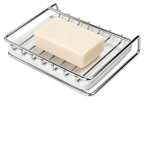 Image of Elyyapt Soap Dish Stainless Steel Soap Holder with Drip Tray, Shower Soaps Box Quick Drying Soaps Sponge Holder for Bathroom Shower Kitchen Sink, Non-slip, Easy Cleaning