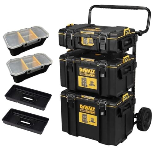 Image of DEWALT TOUGHSYSTEM 2 0 – 4-in-1 Modular Storage Solution Includes toolbox organizer tote and rolling box Durable stackable and ideal for jobsite organization