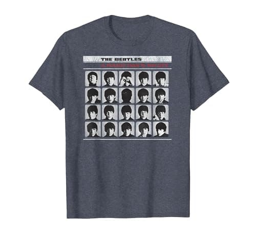Image of Official The Beatles A Hard Day's Night Album Cover Band T-Shirt, Men, Heather Blue, X-Large