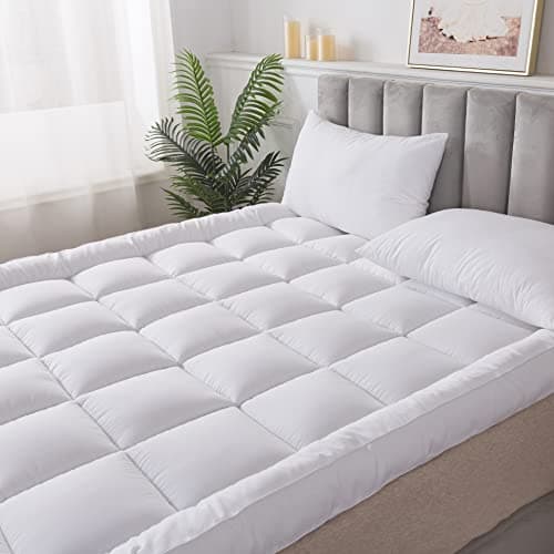 Image of HIGH LIVING Microfibre Mattress Topper 4 Inch/10cm Supersoft Heavy Fill Single Double King SuperKing Box Stitched and Elasticated Corner Straps (Double)