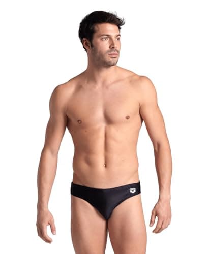 Image of ARENA Santamarias R Men's Swimsuit, Men's Sea and Pool Swimsuit Briefs in Lined Fabric Maxfit Chlorine and Salt Resistant, UV Protection 50+ Black-White