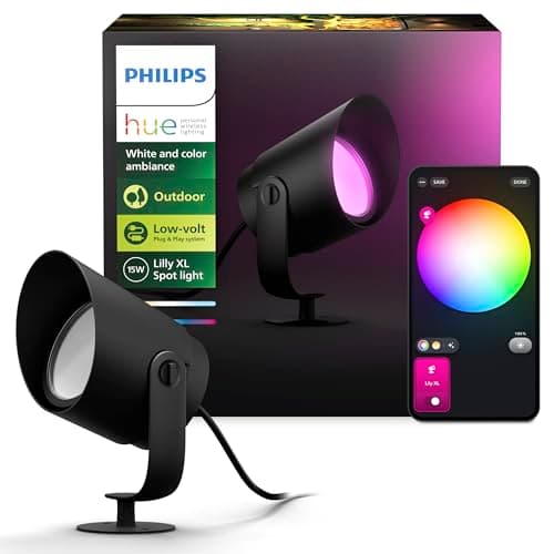 Image of Philips Hue Lily XL Outdoor Smart Spot Light - White & Color Ambiance LED Walkway Lights - Low Voltage Lighting - 1 Pack - Requires Bridge and Power Supply - Control with App and Voice - Weatherproof