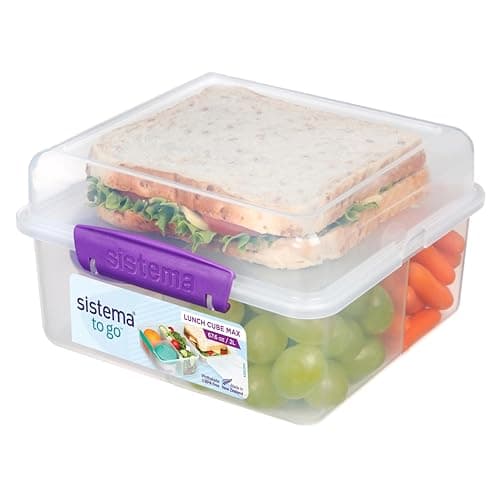 Image of Sistema TO GO Lunch Cube Max | 2 L | School Lunch Box With Compartments & Snack Pot | BPA-Free | Assorted Colours (Not Selectable) | 1 Count