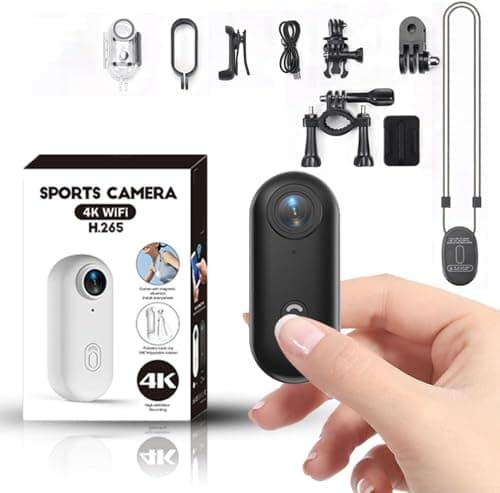 Image of Winnes 4K Ultra HD Mini Action Camera, WiFi Magnetic Thumb POV Camera, 30M Waterproof, 120° Wide Angle for Motorcycle Helmet Cycling Diving Fishing Pet Travel Vlog(Black)